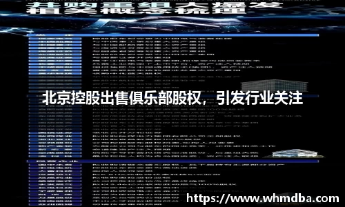 北京控股出售俱乐部股权，引发行业关注